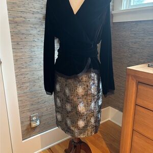 Etcetera Brown and Silver Pencil Skirt